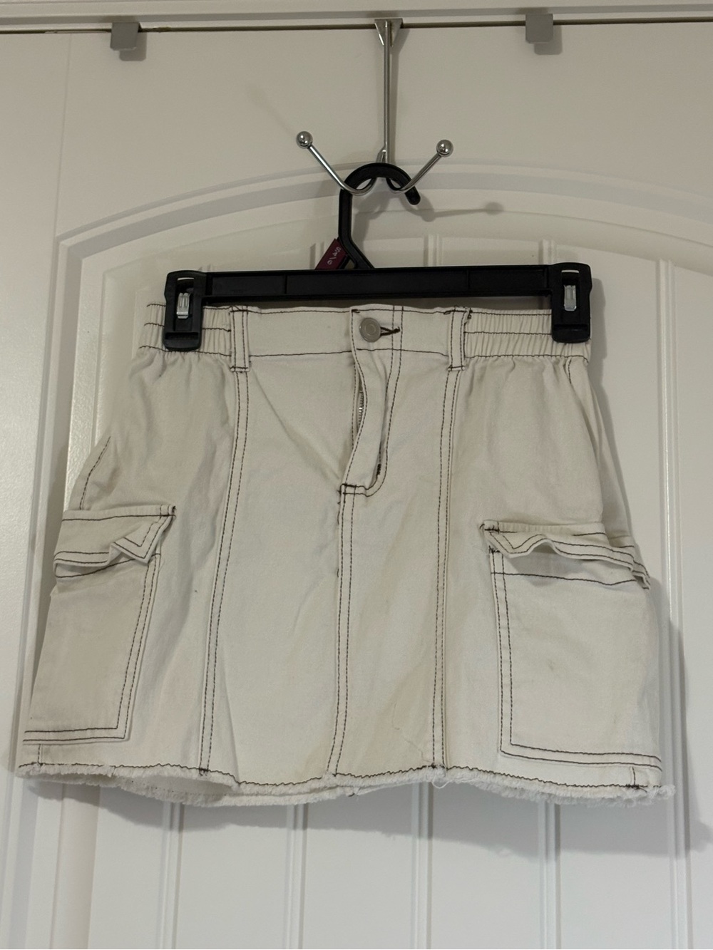 Beige Cargo Pocket Mini Skirt
